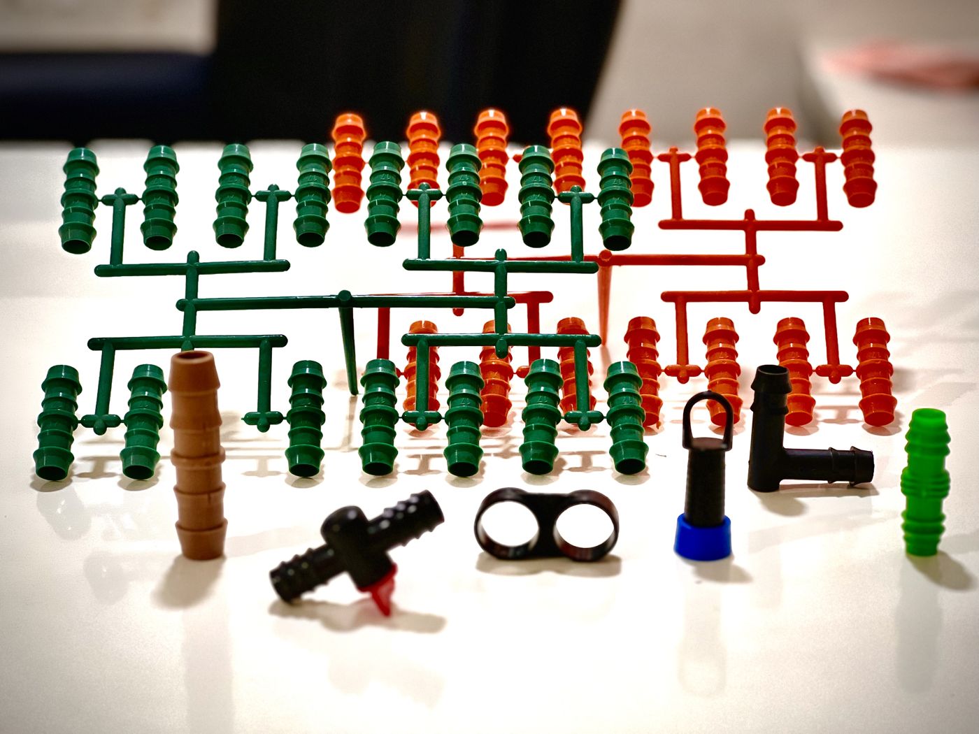 Barbed drip irrigation connectors and takeoff fittings